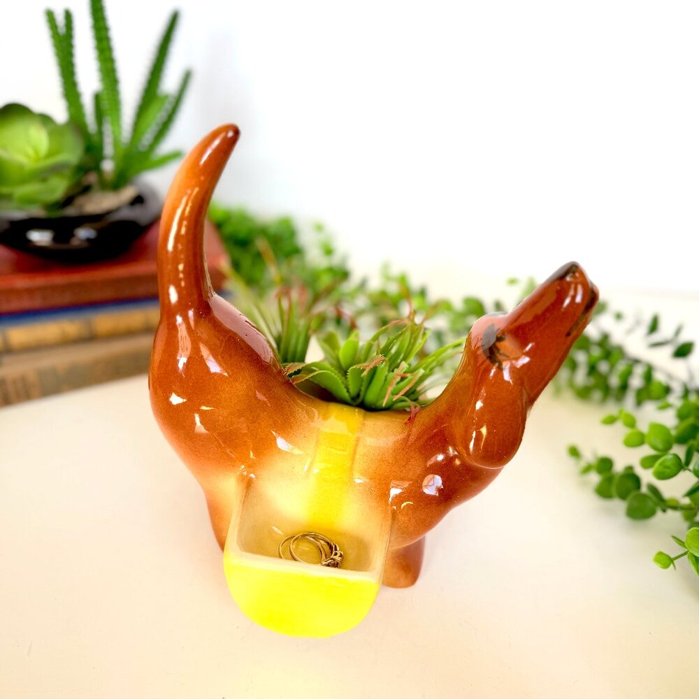 VTG 50s MCM A.L. Hirsch Rover Dachshund Ceramic Caddy Trinket Dish Grandmacore